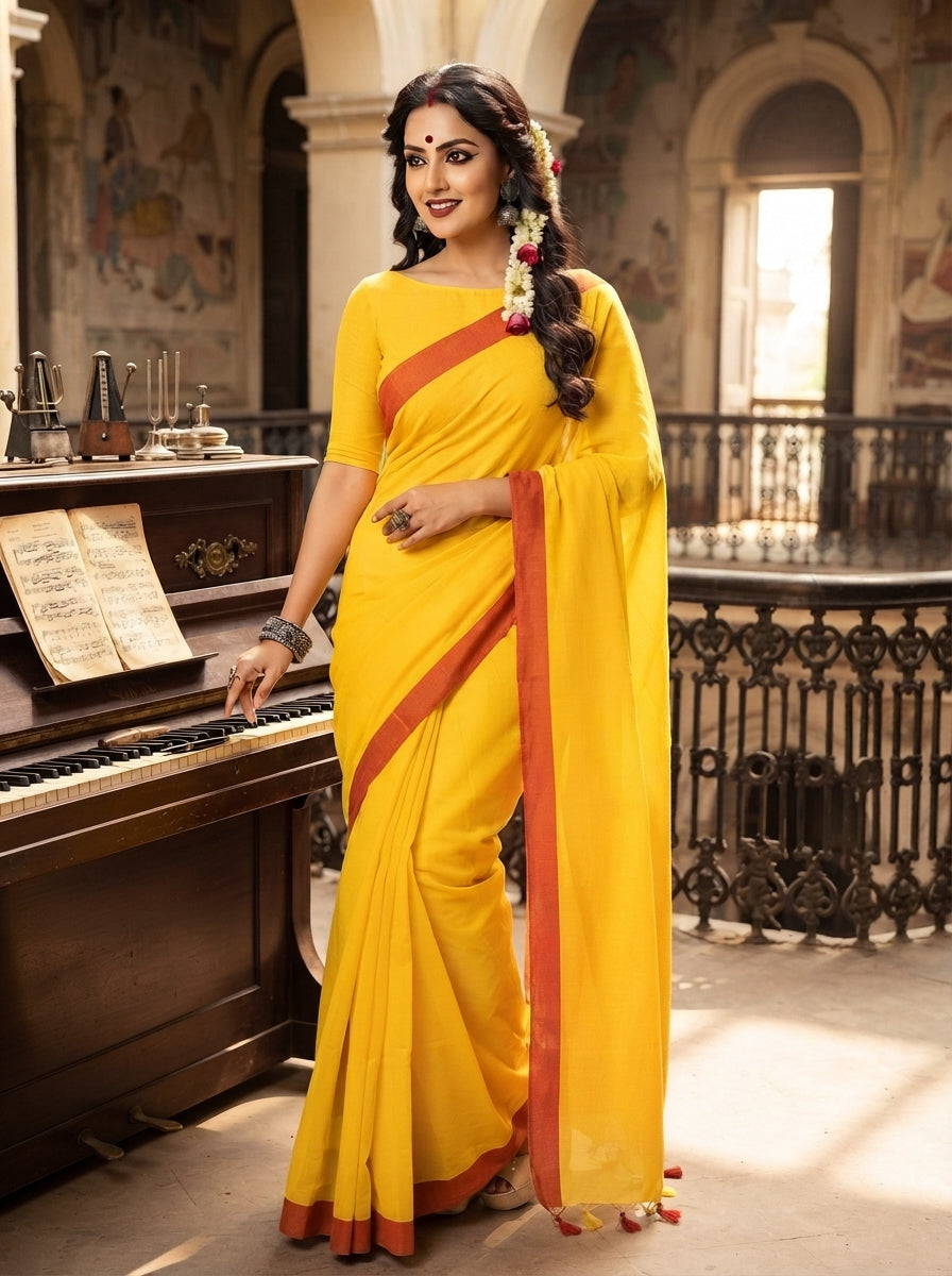 Sun Moon - Khadi Cotton Saree( Bengal Handloom)