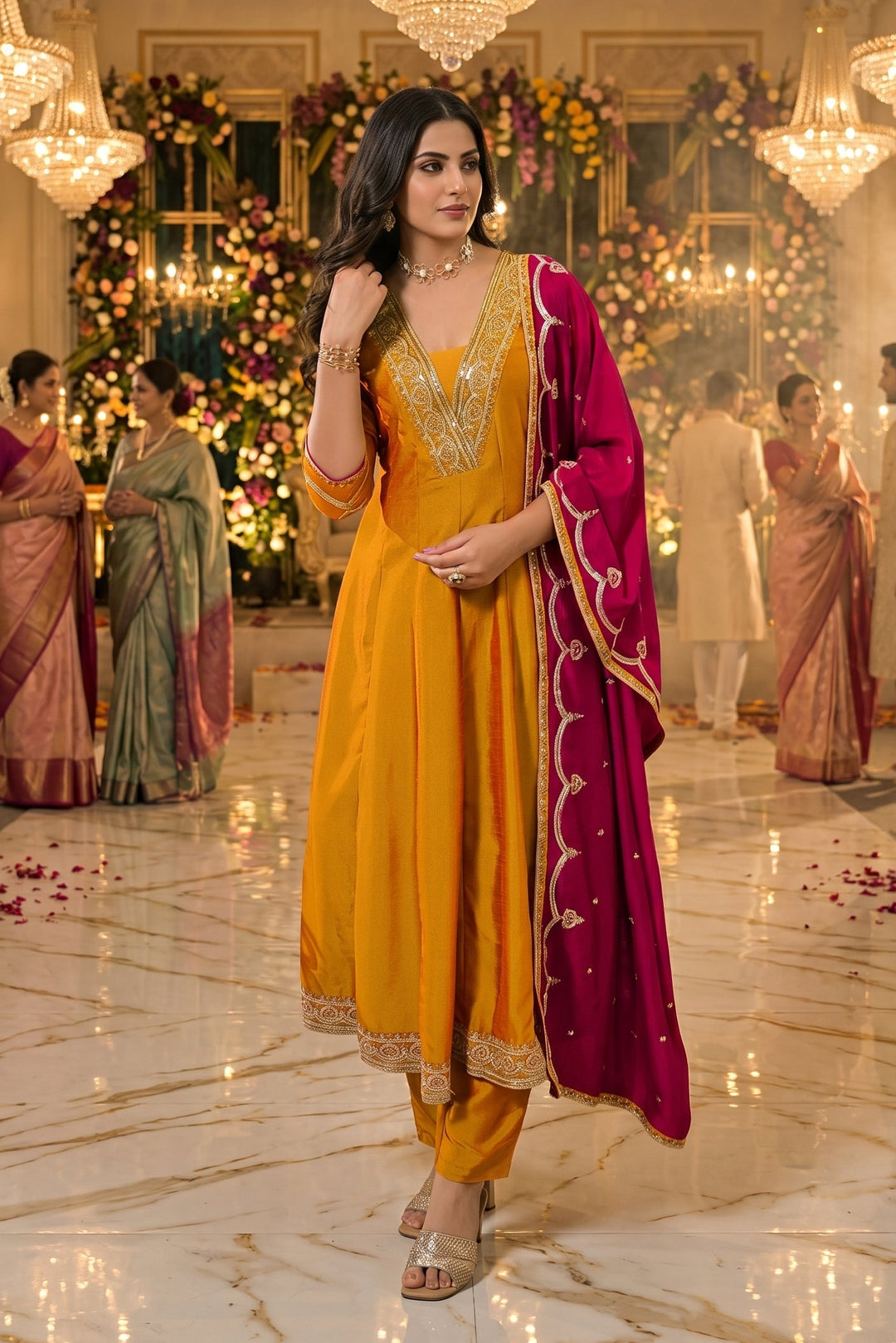 Great For Festive Vichhitra Silk Kurti Set