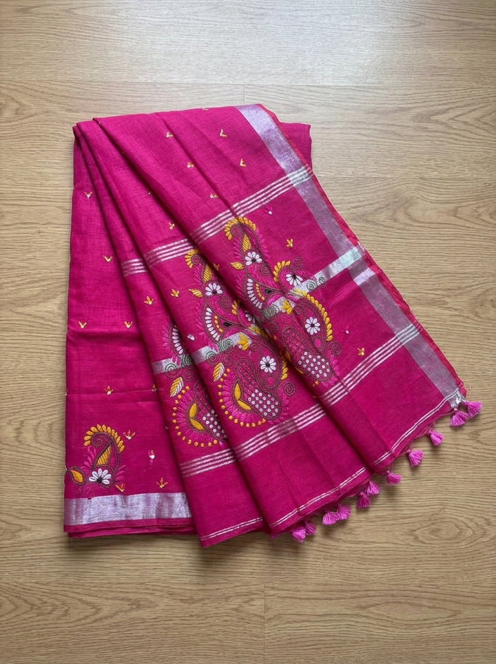 The Scarlet Heritage Khadi Linen Saree
