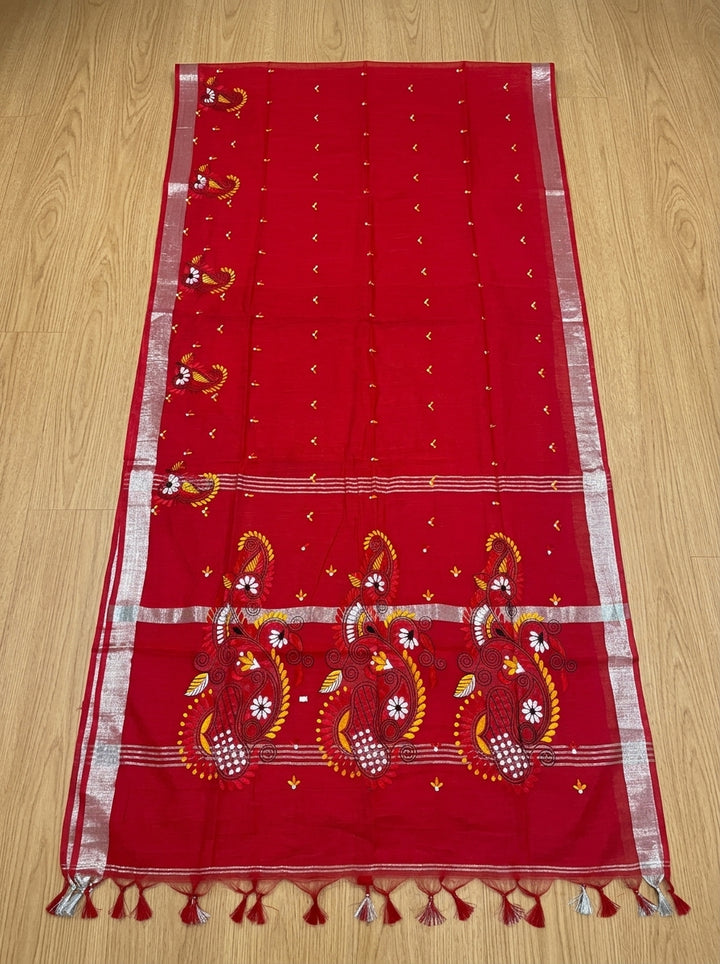 The Scarlet Heritage Khadi Linen Saree