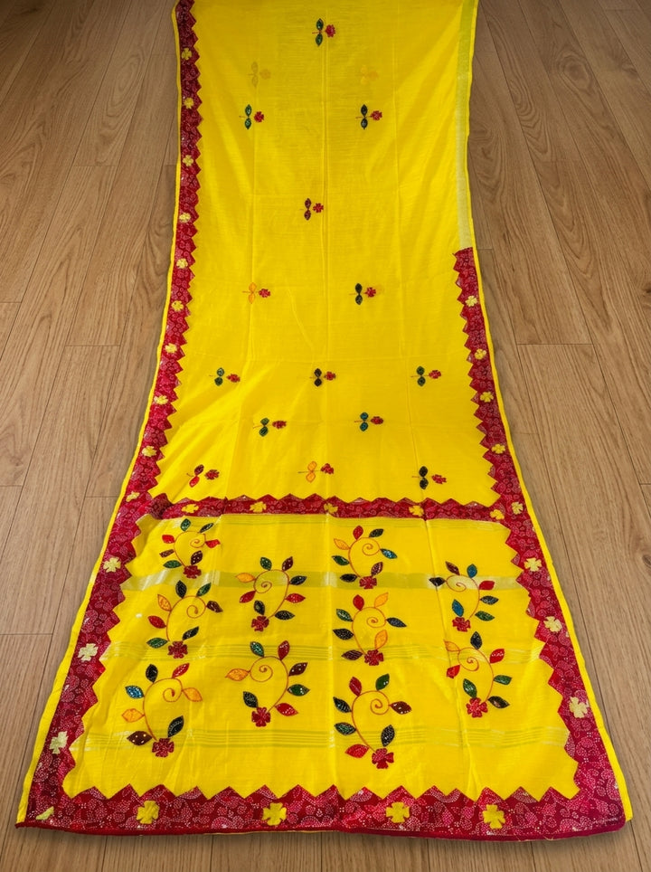 Garden Reverie Khadi Linen Saree