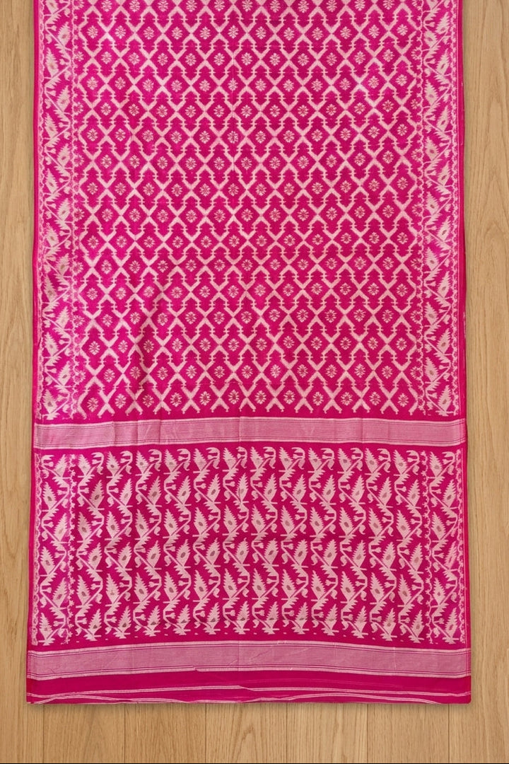 Neel Komol ( নীল কমল )Bengal Jamdani Saree (Rani Pink)