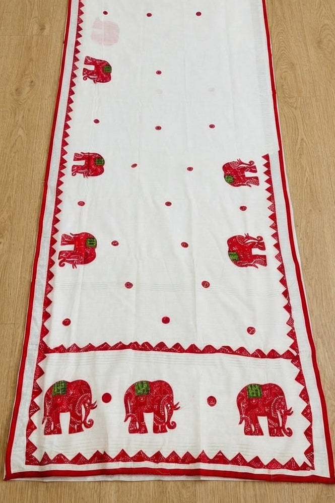 Rajhasti Khadi Linen Appliqué Work Saree