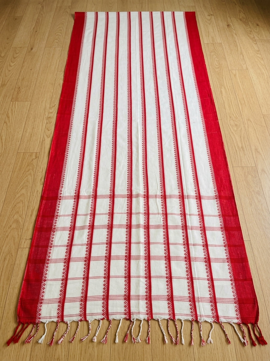 Shwetanjali Stripe Khadi Saree