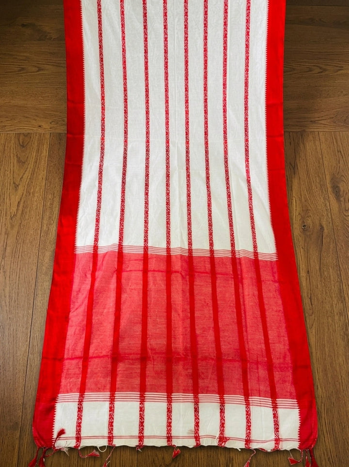 Shwetanjali Stripe Khadi Saree