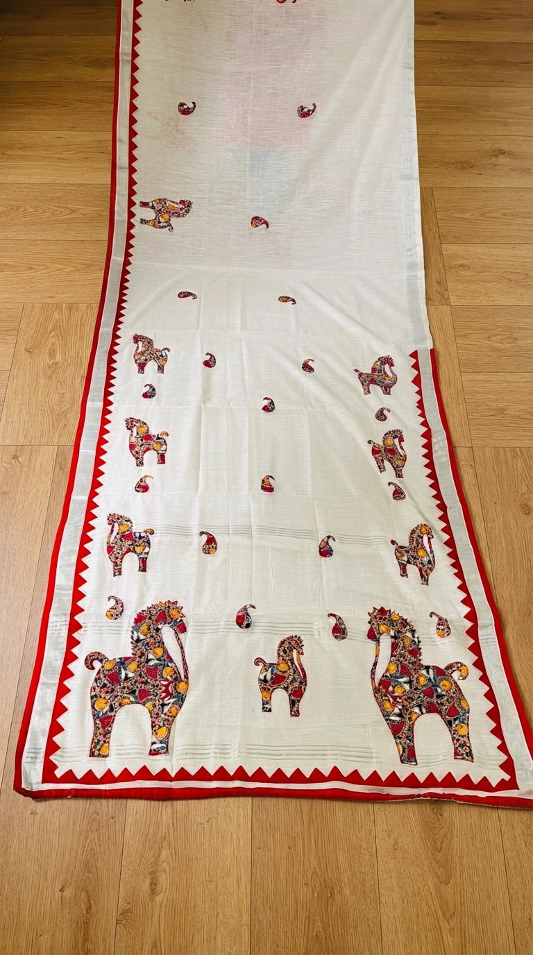 Ashwaroop Madhubani Patch Work Saree