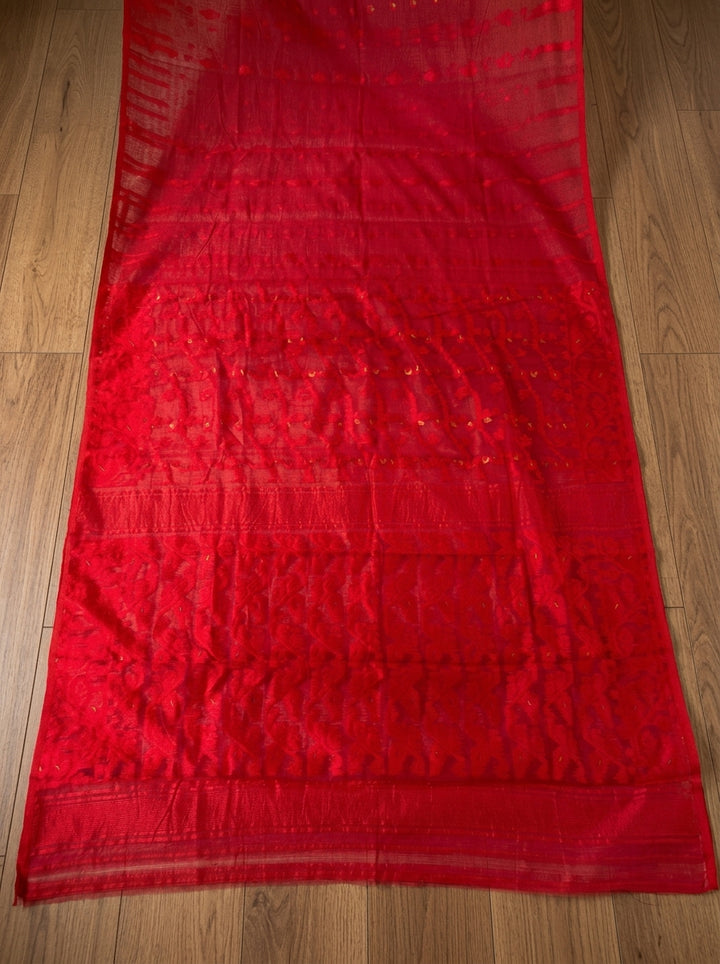 Moner Alo-Bengal Jamdani Saree (Red)