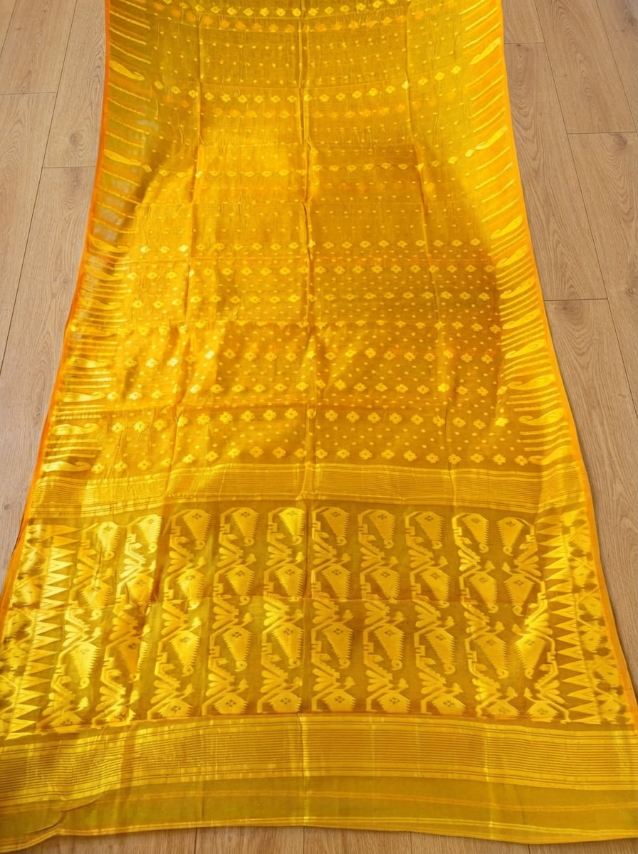 Moner Alo-Bengal Jamdani Saree (Yellow)