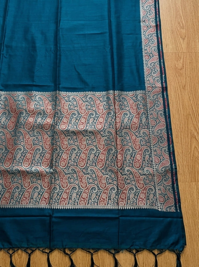 The Sovereign Scarlet Banarasi Semi Katan Silk Saree