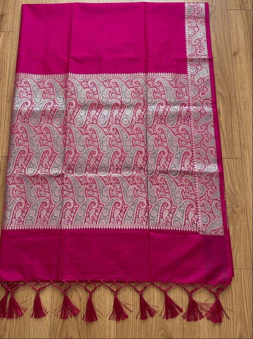 The Sovereign Scarlet Banarasi Semi Katan Silk Saree