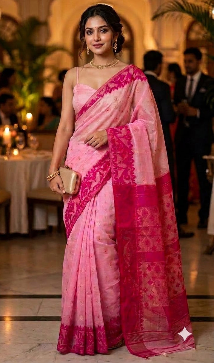 Golapi Golpo Bengal Jamdani Saree