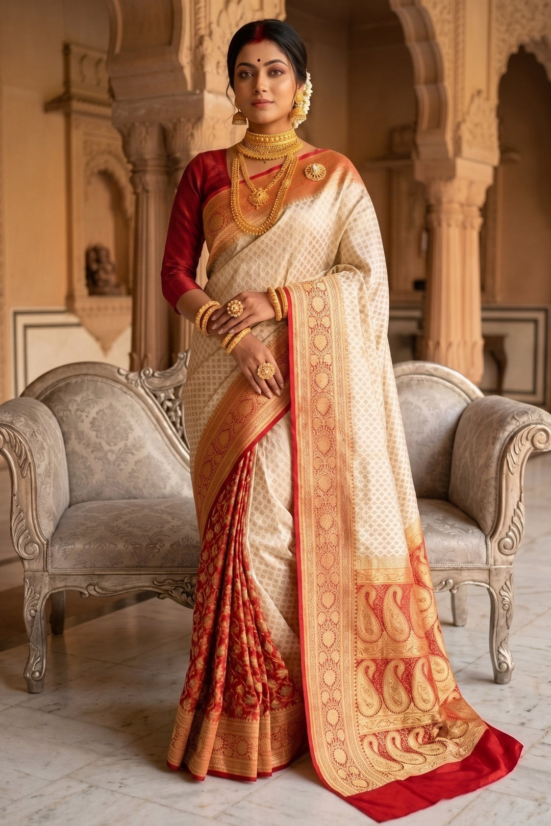 Kanakprabha Banarasi Semi Katan Silk Saree