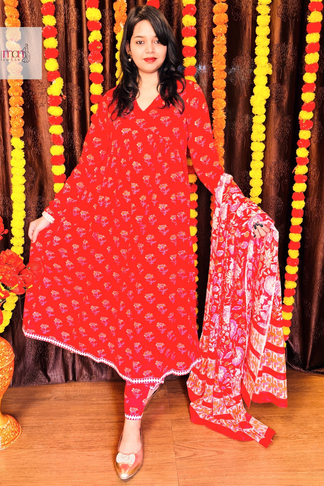 Very Cherry-Anarkali Kurti Set