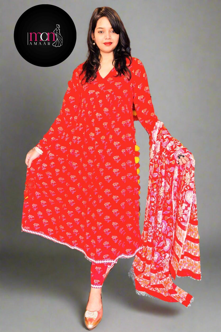 Very Cherry-Anarkali Kurti Set