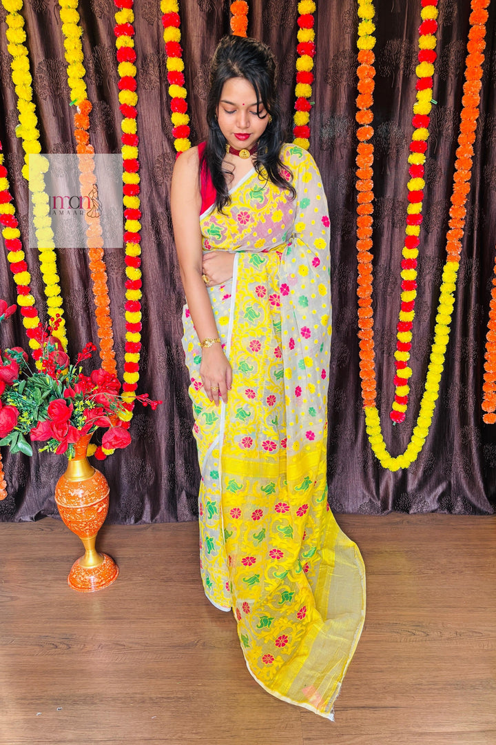 Saraswati Puja Special Dhakai Jamdani Saree