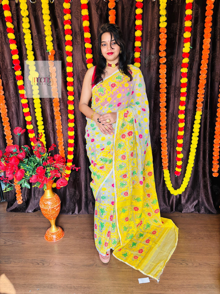 Saraswati Puja Special Dhakai Jamdani Saree