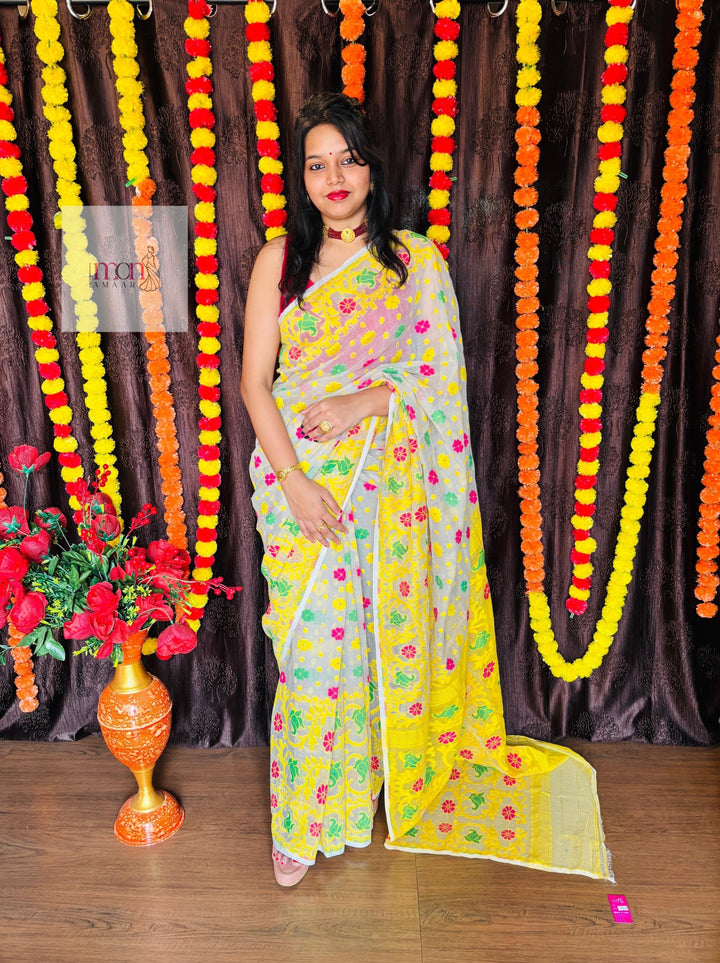 Saraswati Puja Special Dhakai Jamdani Saree