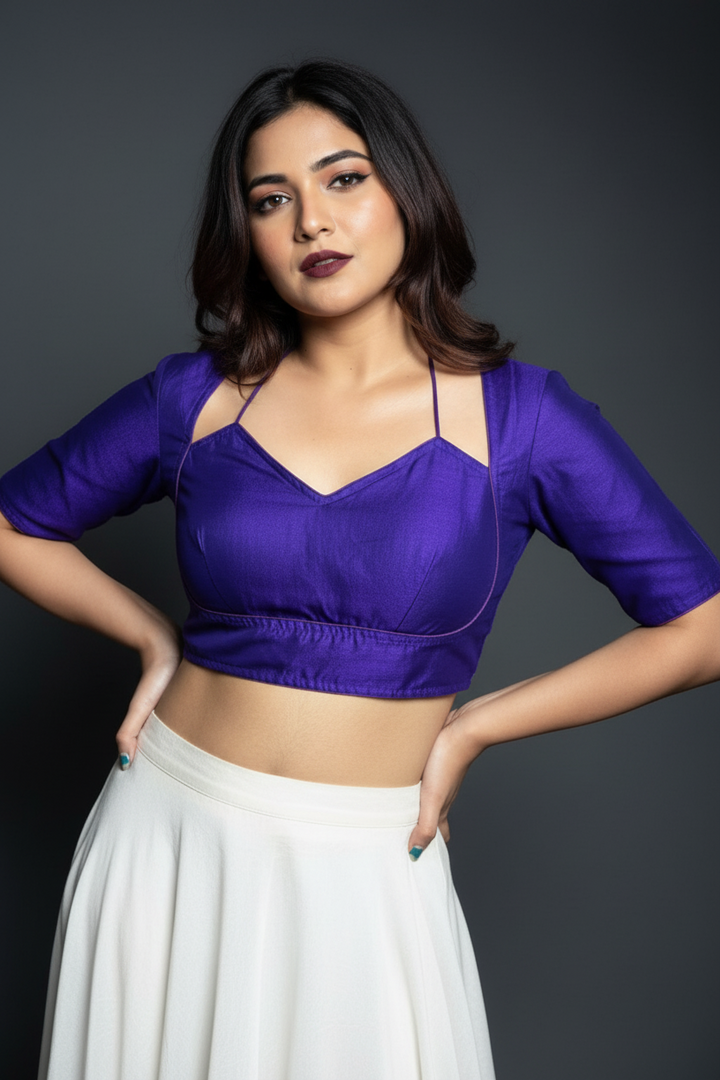 Purple Masaba Style Vichitra Silk Blouse