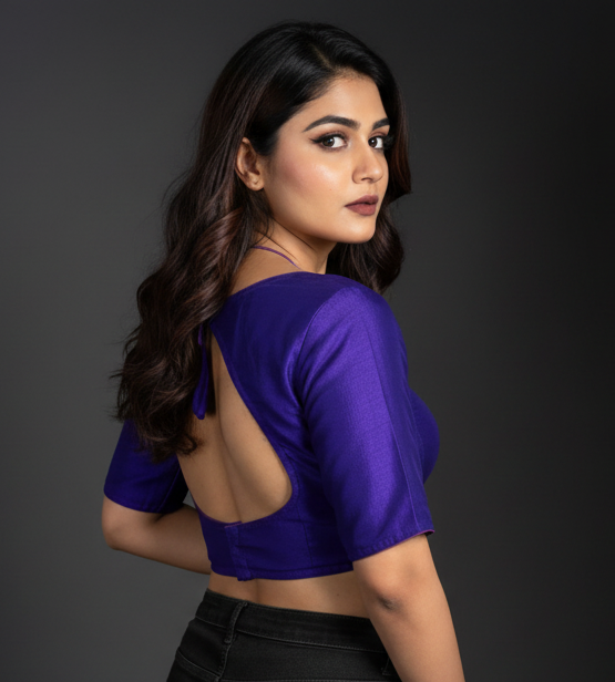 Purple Masaba Style Vichitra Silk Blouse