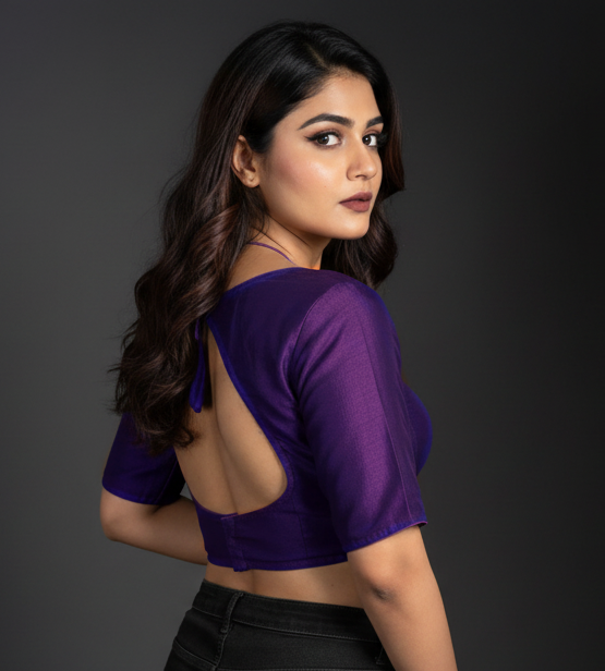 Purple Masaba Style Vichitra Silk Blouse