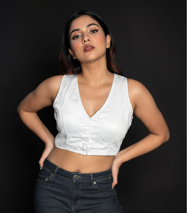 Ethereal White Beauty Designer Cotton Blouse