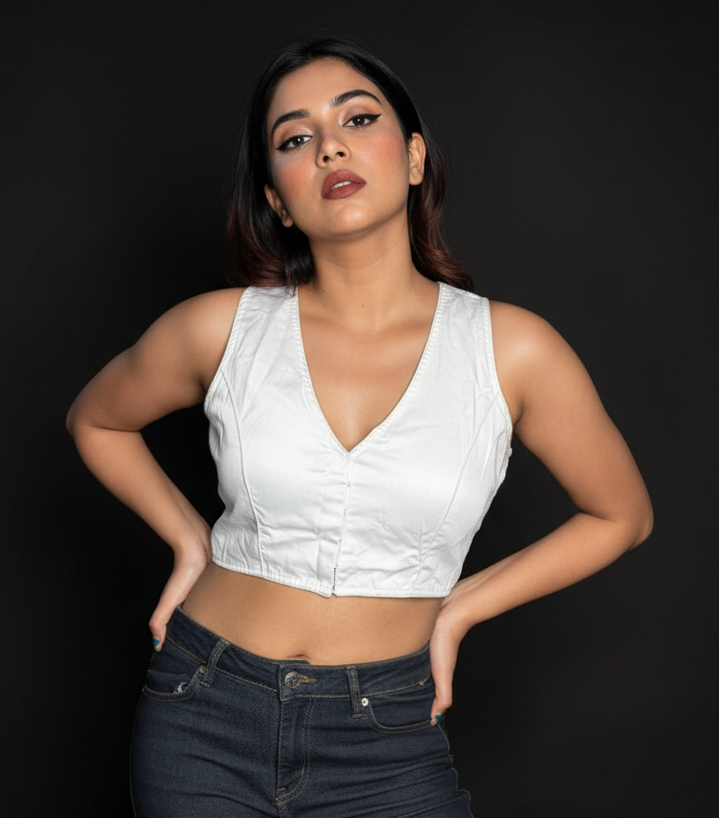 Ethereal White Beauty Designer Cotton Blouse