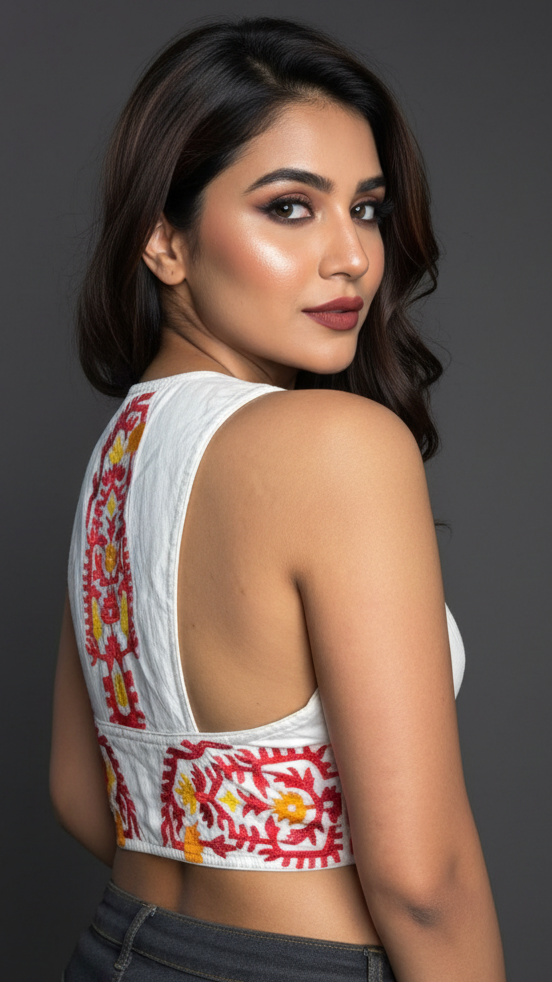 Ethereal White Beauty Designer Cotton Blouse