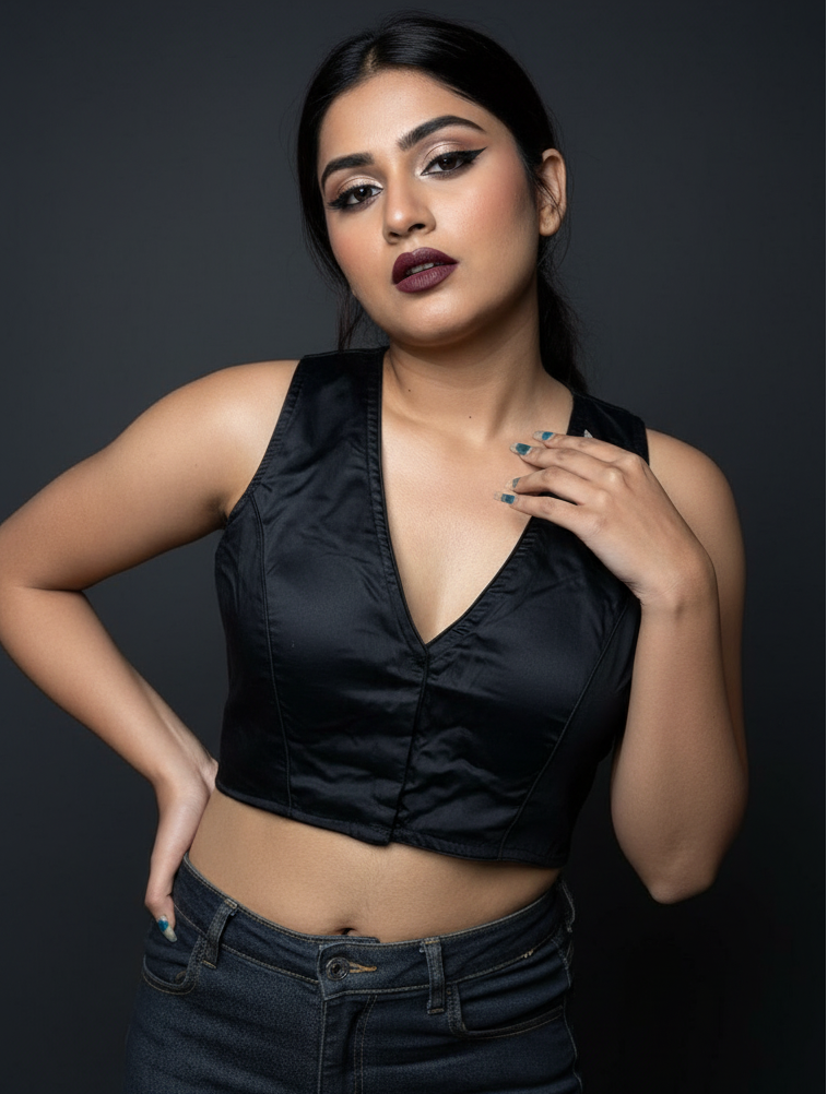 Ethereal Black Beauty Designer Cotton Blouse