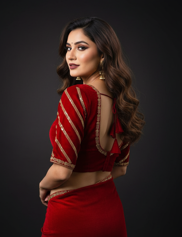 Partywear Maroon Vichitra Silk Blouse