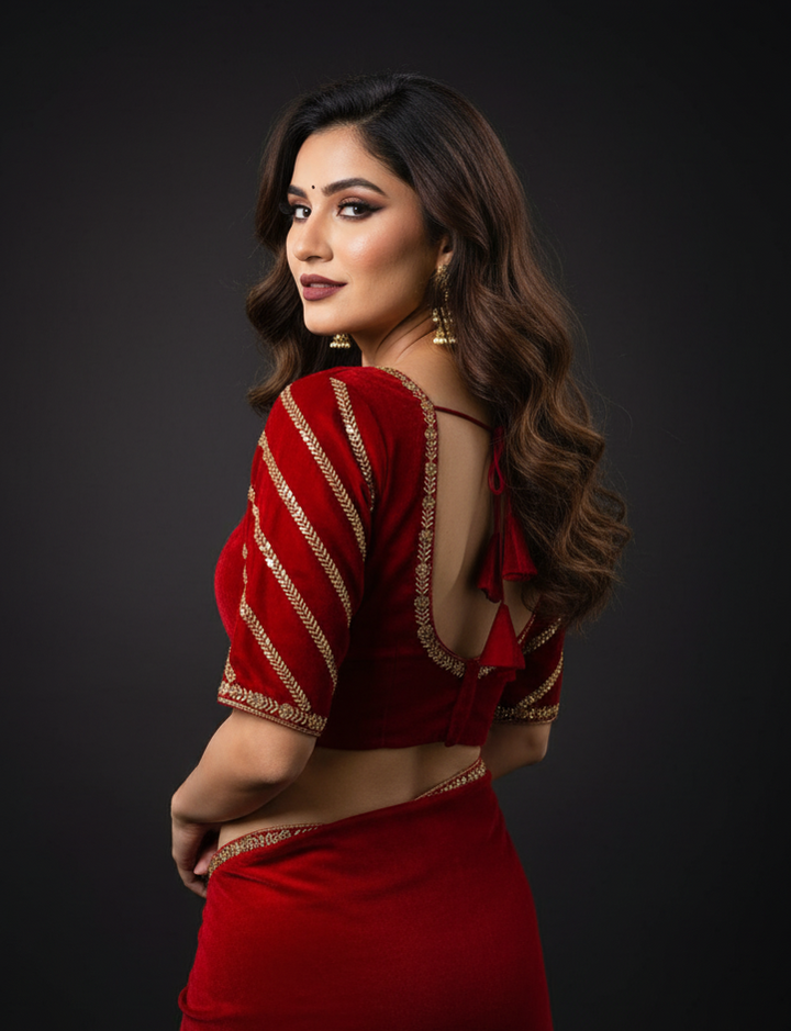 Partywear Maroon Vichitra Silk Blouse