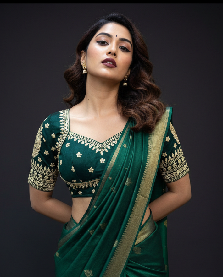Madhubala Special Vichitra Silk Blouse [ green]