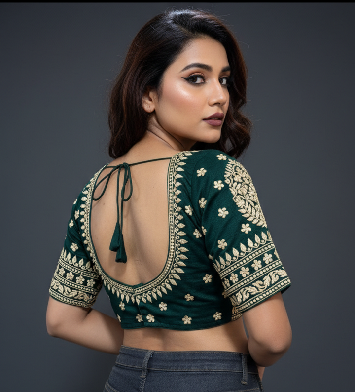Madhubala Special Vichitra Silk Blouse [ green]