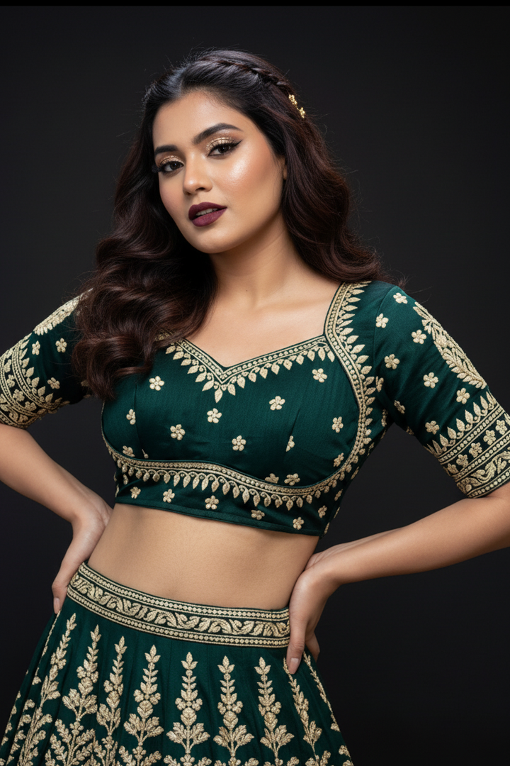 Madhubala Special Vichitra Silk Blouse [ green]