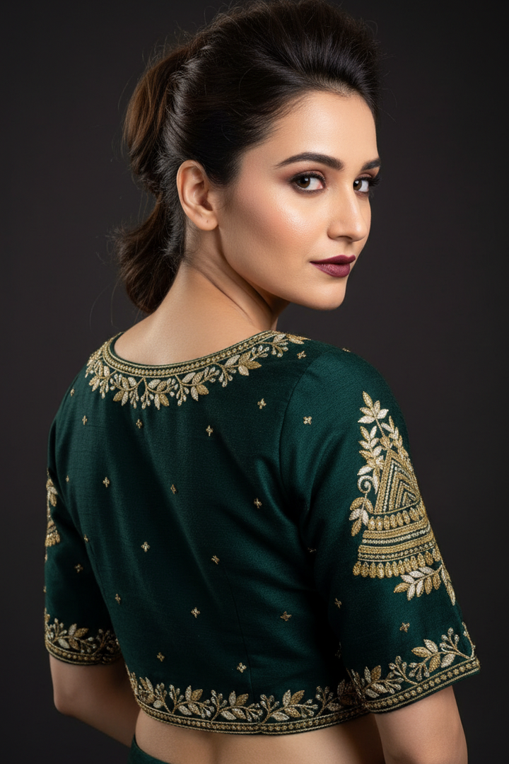 Vichitra Queen- Designer Blouse(Green)