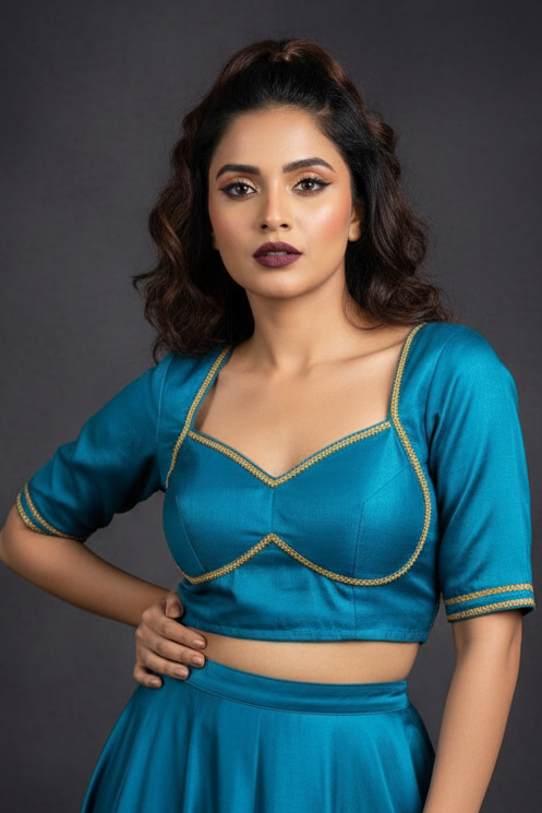 Golden Glow- Vichitra Silk Blouse