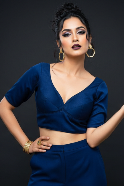 Plain Charm Fancy Designer Solid Color Blouse