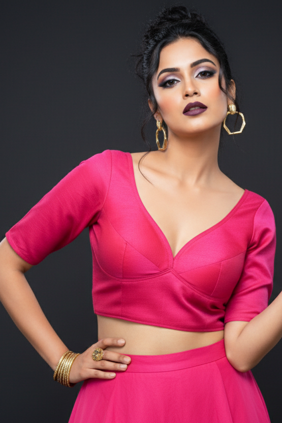 Plain Charm Fancy Designer Solid Color Blouse