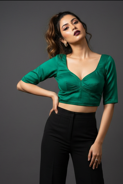 Plain Charm Fancy Designer Solid Color Blouse