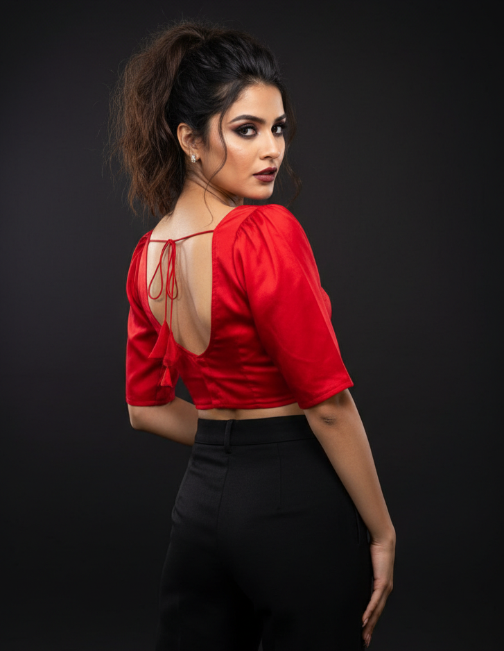 Plain Charm Fancy Designer Solid Color Blouse