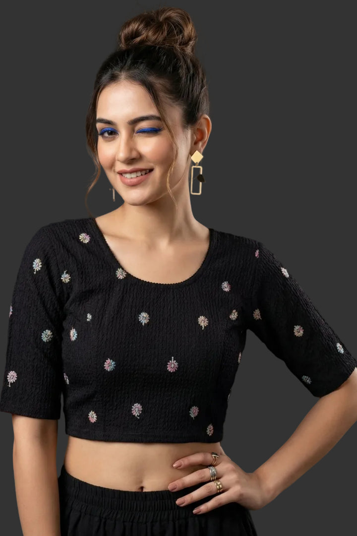 Finest of fine- Floral Stretchable Knitted Blouse
