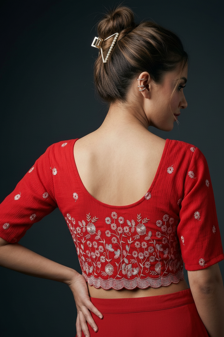 Finest of fine- Floral Stretchable Knitted Blouse
