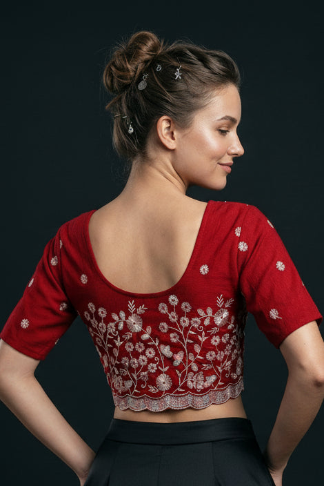 Finest of fine- Floral Stretchable Knitted Blouse