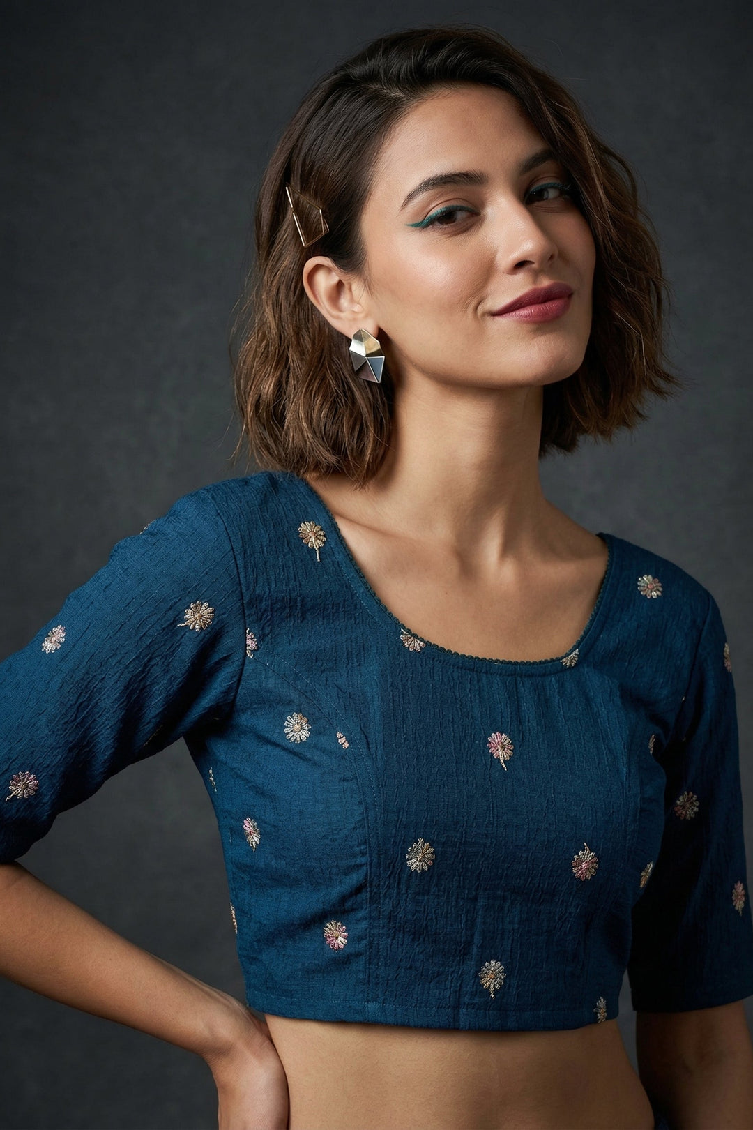 Finest of fine- Floral Stretchable Knitted Blouse