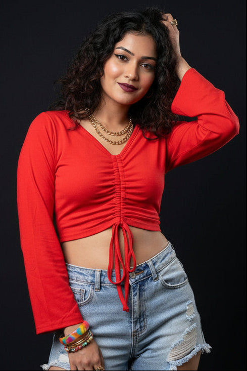 80s Style Crop Western Top