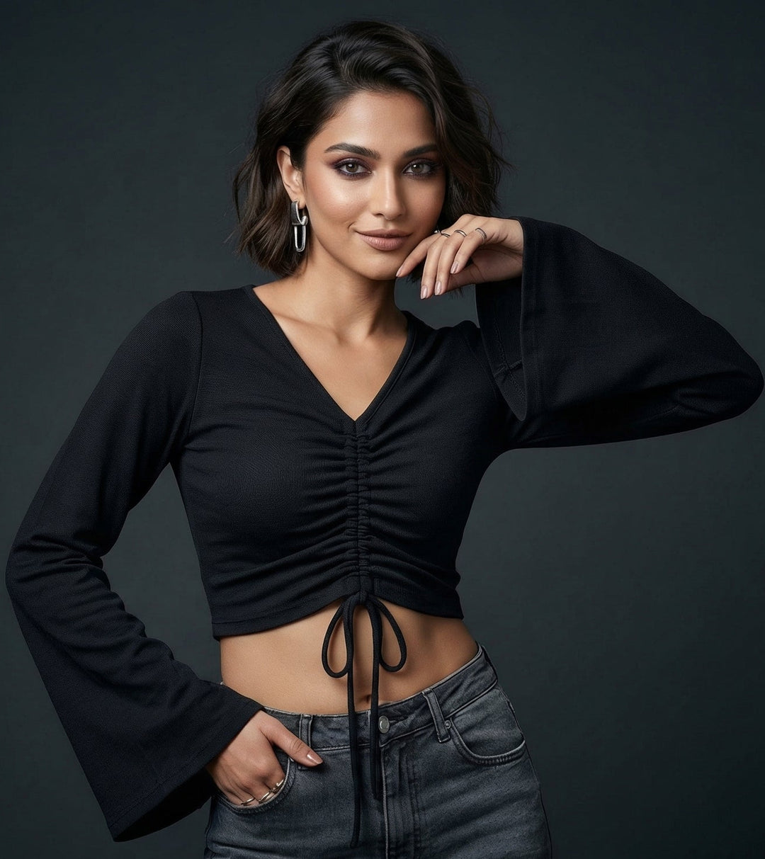 80s Style Crop Western Top