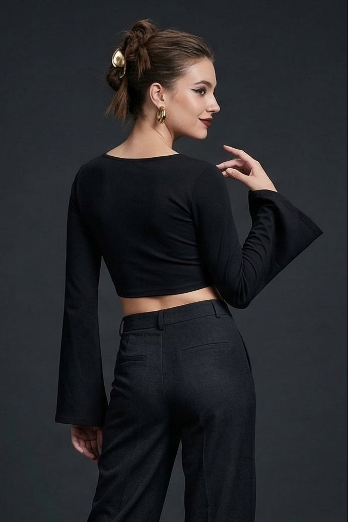 80s Style Crop Western Top