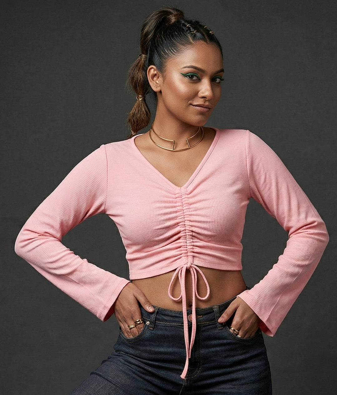 80s Style Crop Western Top