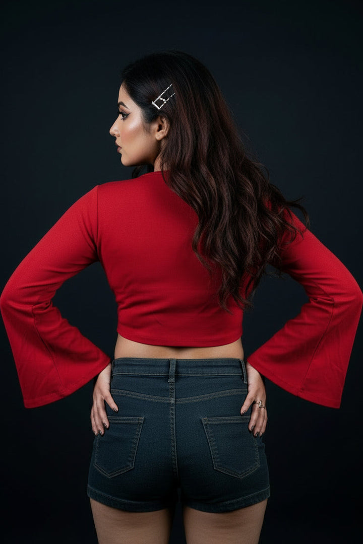 80s Style Crop Western Top