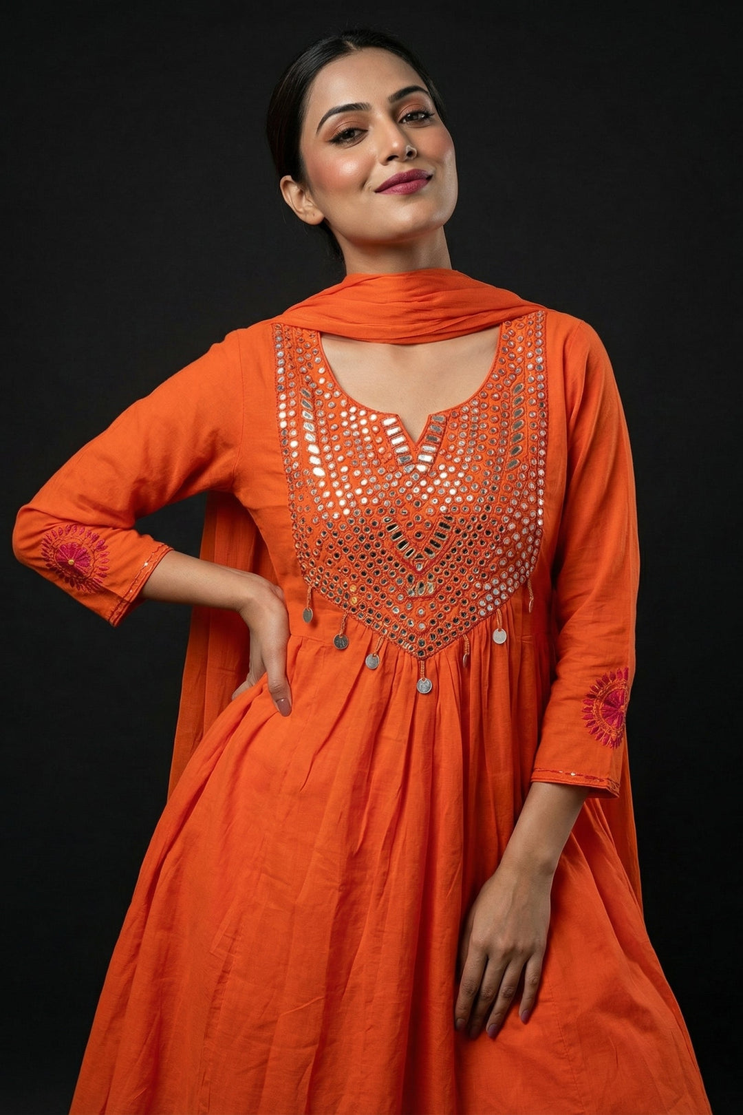 Amethyst Glow Designer Cotton Kurti Set