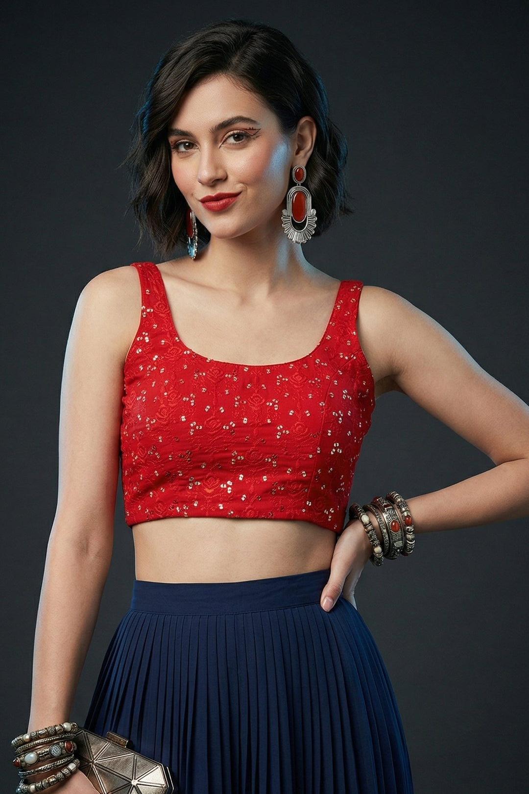 Smiling Red (Fancy Designer Blouse)